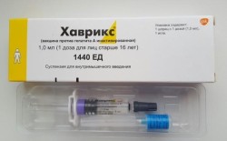 Хаврикс, сусп. для в/м введ. 1440 ЕД 1 мл (1 доза) №1 (вакцина против гепатита А инактивированная) шприцы